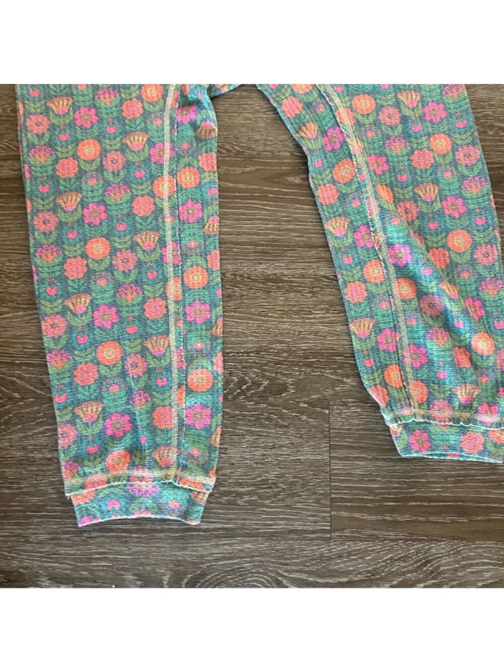 Natural Life Mix & Match Waffle Jumpsuit M Green Floral Boho Lounge Soft Colorfu - Picture 6 of 9